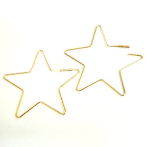 画像1: 星型ピアス　約38mm　金メッキ 【1ペア入】 (1)