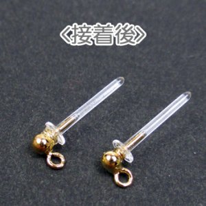画像2: 樹脂ピアス タテカン2.3mm玉パーツセット 代用ロジウム 【1ペア入】 (2)
