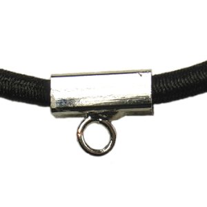 画像2: カン付ヘアゴム　黒/銀色 【1ヶ入】 (2)