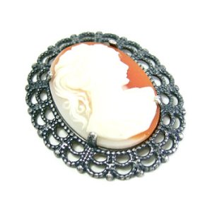 画像2: 爪付デザインフレーム　3128　25×18mm　銀古美 【1ヶ入】 (2)