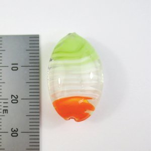 画像1: とんぼ玉　楕円　NKT08　約25.5×17mm　緑×橙 【2ヶ入】 (1)
