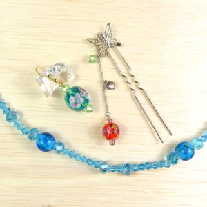 とんぼ玉 楕円 NKT08 約25.5×17mm 赤×青 【2ヶ入】 - ホルダーマート とんぼ玉 楕円 NKT08 約25.5×17mm 赤×青 【2ヶ入】 - ホルダーマート