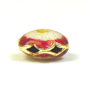 画像2: 七宝焼 花 13mm 赤 【2ヶ入】 (2)