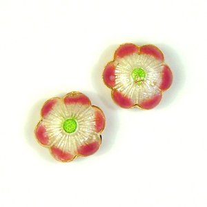 画像1: 七宝焼　花　13mm　桃 【2ヶ入】 (1)