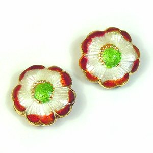 画像1: 七宝焼　花　19mm　赤 【2ヶ入】 (1)