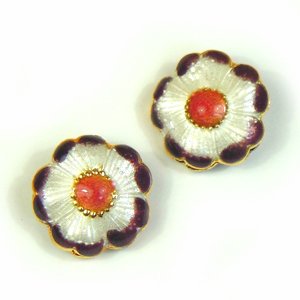 画像1: 七宝焼　花　19mm　紫 【2ヶ入】 (1)