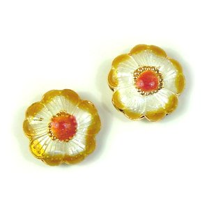 画像1: 七宝焼　花　19mm　黄 【2ヶ入】 (1)