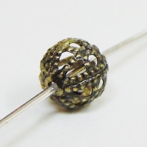 画像2: 真鍮すかし玉　HM27　6mm　真鍮古美 【10ヶ入】 (2)