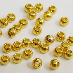 画像1: 真鍮ビーズ　丸玉　約3.5mm　金メッキ 【30ヶ入】 (1)