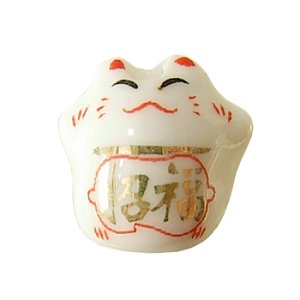 画像1: 陶器 招き猫(招福)　約14mm　ホワイト 【1ヶ入】 (1)