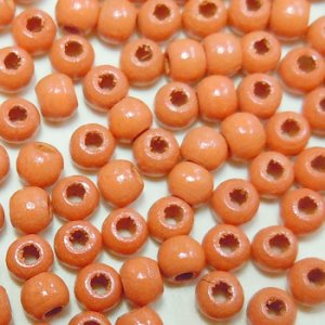 画像1: ウッドビーズ　丸型　3mm　オレンジブラウン 【30ヶ入】 (1)
