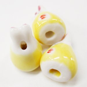 画像2: 陶器ビーズ うさぎ大 約22mm 黄色 【1ヶ入】 (2)