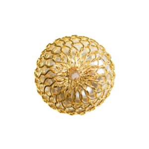 画像2: メッシュパール 6mm ホワイト×ゴールド 【2ヶ入】 (2)