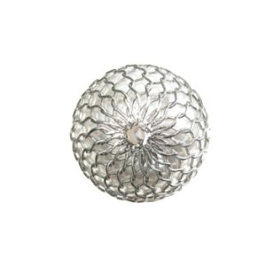 画像2: メッシュパール 6mm ホワイト×シルバー 【2ヶ入】 (2)