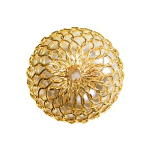 画像2: メッシュパール 10mm ホワイト×ゴールド 【2ヶ入】 (2)