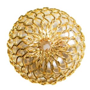 画像2: メッシュパール 14mm ホワイト×ゴールド 【1ヶ入】 (2)