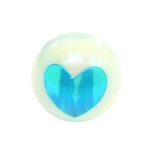 画像2: 樹脂ビーズ ハート模様 8mm ブルー 【10粒入】 (2)