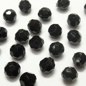 画像1: プラスチックビーズ　ダイヤカット 4mm　ブラック 【20ヶ入】 (1)