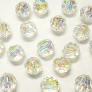 画像1: プラスチックビーズ　ダイヤカット 6mm　クリスタルAB 【20ヶ入】 (1)