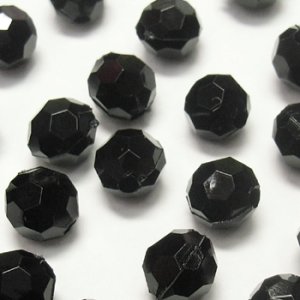 画像1: プラスチックビーズ　ダイヤカット 8mm　ブラック 【10ヶ入】 (1)