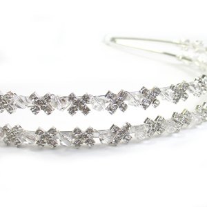 画像2: 【ブライダル】ラインストーン2連カチューシャ　K001　クリスタル/シルバー (2)