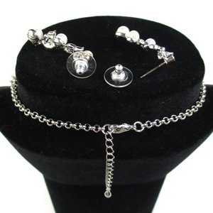 画像3: 【ブライダル】パールピアス&ネックレスセット　S2-009　ホワイト/シルバー (3)