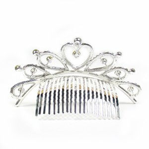 画像3: 【ブライダル】ラインストーンハートティアラ　中　TS001　クリスタル/シルバー (3)