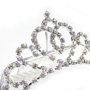 画像2: 【ブライダル】ラインストーンハートティアラ　中　クリスタル/シルバー (2)