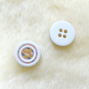 画像1: アクリルボタン　ボーダー柄(4穴)　12.5mm　レッド 【20ヶ入】 (1)