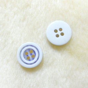 画像1: アクリルボタン　ボーダー柄(4穴)　12.5mm　ブルー 【20ヶ入】 (1)