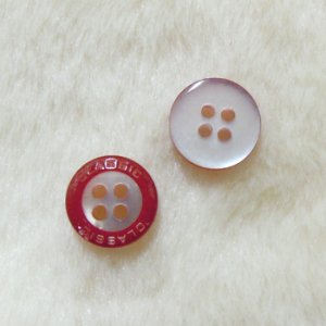 画像1: アクリルボタン　CLASSIC(4穴)　11mm　レッド 【10ヶ入】 (1)