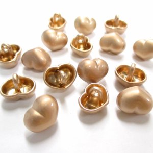 画像2: ダイキャストボタン ハート(裏穴) 9×12mm ソフト金メッキ 【5ヶ入】 (2)