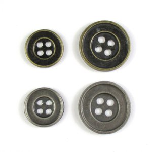 画像3: ダイキャストメタルボタン 淵あり(4穴) 15mm アンティークシルバー 【10ヶ入】 (3)