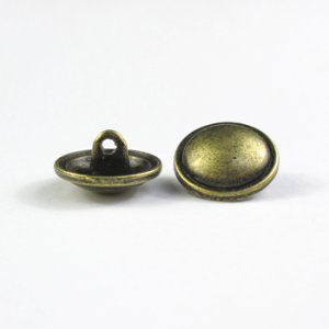 画像2: ダイキャストメタルボタン ラウンド(裏穴) 15mm アンティークブラス 【10ヶ入】 (2)