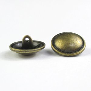 画像2: ダイキャストメタルボタン ラウンド(裏穴) 17.5mm アンティークブラス 【10ヶ入】 (2)