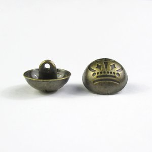 画像2: ダイキャストメタルボタン クラウン(裏穴) 17mm アンティークブラス 【10ヶ入】 (2)