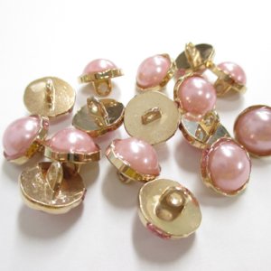 画像2: パールボタン ラウンド(裏穴) 12mm ピンク 【5ヶ入】 (2)