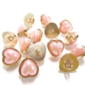 画像2: パールボタン ハート(裏穴) 13mm ピンク 【5ヶ入】 (2)