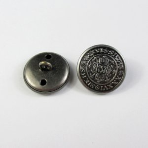 画像1: 真鍮メタルボタン　ラウンド SIKHS(裏穴)　17.5mm　アンティークシルバー 【10ヶ入】 (1)