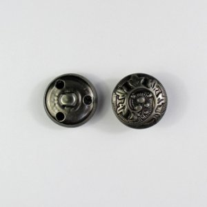 画像1: 真鍮メタルボタン　ラウンド つた(裏穴)　17.5mm　アンティークシルバー 【10ヶ入】 (1)