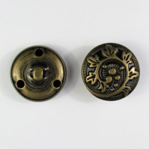 画像1: 真鍮メタルボタン　ラウンド つた(裏穴)　25mm　アンティークブラス 【10ヶ入】 (1)