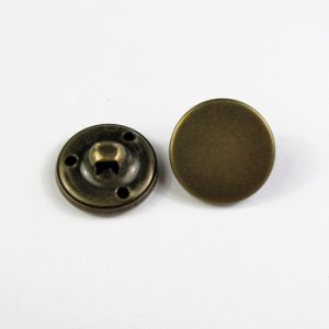 画像1: 真鍮メタルボタン　フラット(裏穴)　18mm　アンティークブラス 【10ヶ入】 (1)