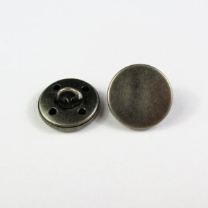 画像1: 真鍮メタルボタン　フラット(裏穴)　18mm　アンティークシルバー 【10ヶ入】 (1)