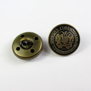 画像1: 真鍮メタルボタン　英字エンブレム(裏穴)　18mm　アンティークブラス 【10ヶ入】 (1)