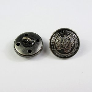 画像1: 真鍮メタルボタン　英字エンブレム(裏穴)　18mm　アンティークシルバー 【10ヶ入】 (1)