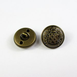 画像1: 真鍮メタルボタン　エンブレム(裏穴)　18mm　アンティークブラス 【10ヶ入】 (1)