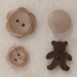 画像2: ウッドボタン ラウンド(裏穴) 15mm ナチュラル 【10ヶ入】 (2)