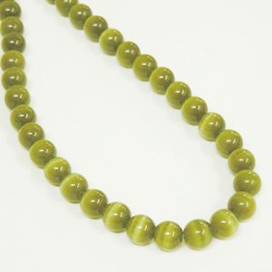 画像1: キャッツアイ　ラウンド　4mm　1本販売　カーキ 【40cm/1本（約98粒入）】 (1)
