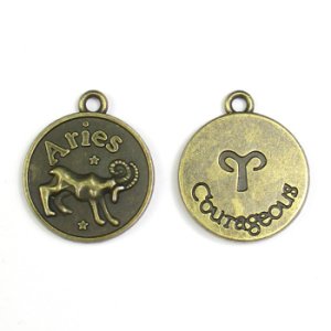 画像2: メタルチャーム コイン12星座 牡羊座 真鍮古美 【1ヶ入】 (2)