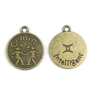画像2: メタルチャーム コイン12星座 双子座 真鍮古美 【1ヶ入】 (2)